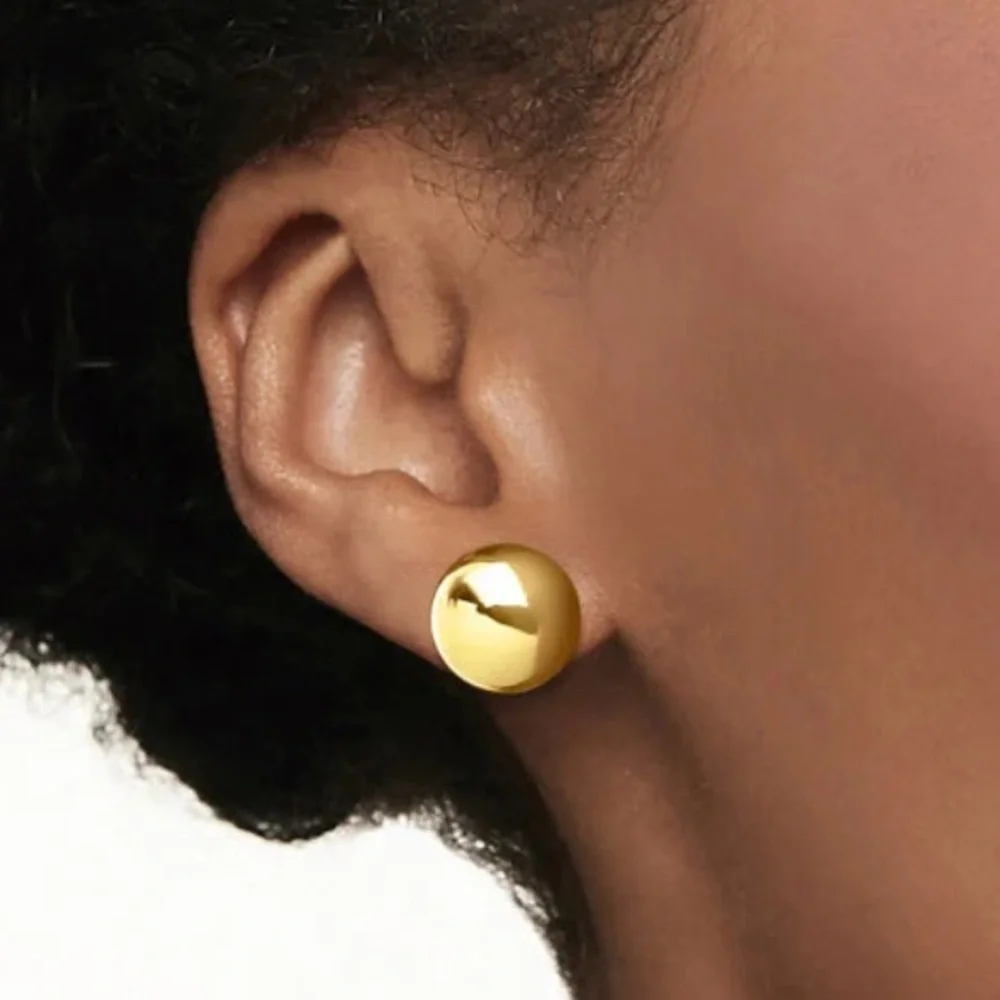 Bead Ball Stud Gold Tone Earrings